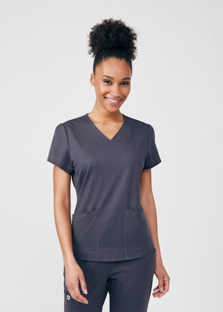 Pewter Beyond Cozy 3-Pocket V-Neck Top Scrubs