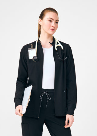 Black Beyond Happy 3-Pocket Jacket Scrubs