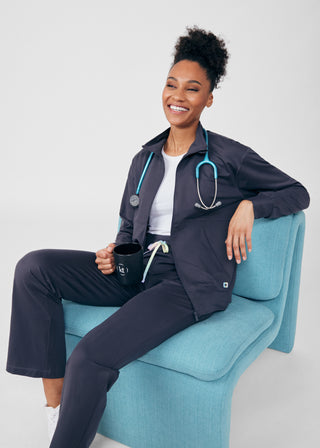 Pewter Beyond Cozy 2-Pocket Jacket Scrubs