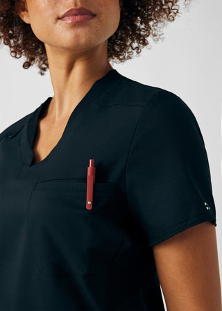 Black VIBE 2-Pocket V-Neck Top Scrubs