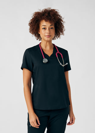 Black VIBE 2-Pocket V-Neck Top Scrubs