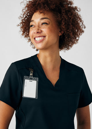 Black VIBE 2-Pocket V-Neck Top Scrubs