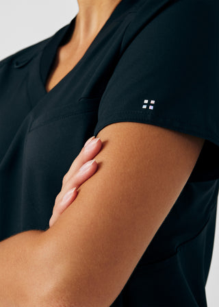 Black VIBE 2-Pocket V-Neck Top Scrubs