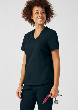 Black VIBE 2-Pocket V-Neck Top Scrubs