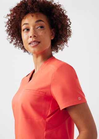 Coral Sunset VIBE 2-Pocket V-Neck Top Scrubs
