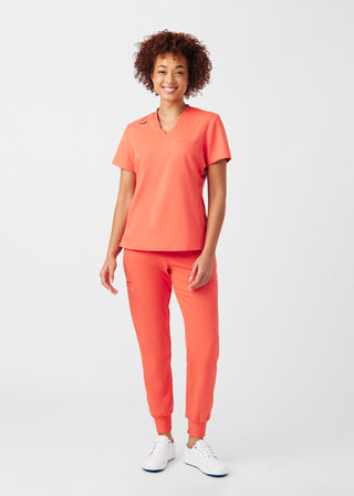 Coral Sunset VIBE 2-Pocket V-Neck Top Scrubs