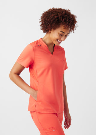Coral Sunset VIBE 2-Pocket V-Neck Top Scrubs