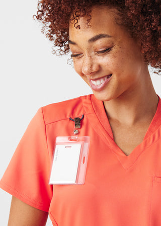 Coral Sunset VIBE 2-Pocket V-Neck Top Scrubs