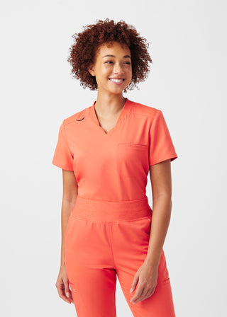 Coral Sunset VIBE 2-Pocket V-Neck Top Scrubs