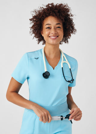 Island Blue VIBE 2-Pocket V-Neck Top Scrubs