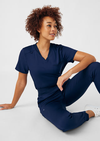Navy VIBE 2-Pocket V-Neck Top Scrubs