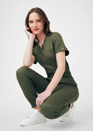 Olive VIBE 2-Pocket V-Neck Top Scrubs
