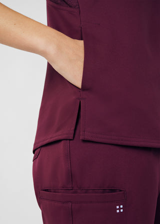 Wine VIBE 2-Pocket V-Neck Top Scrubs