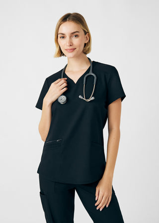 Black VIBE 3-Pocket V-Neck Top Scrubs