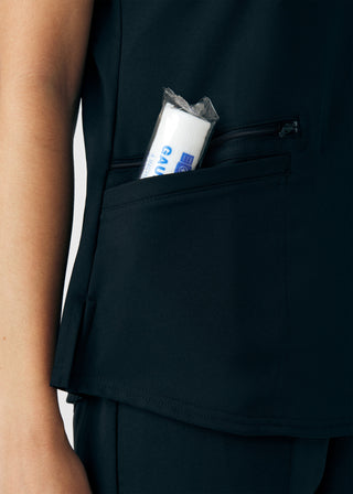 Black VIBE 3-Pocket V-Neck Top Scrubs