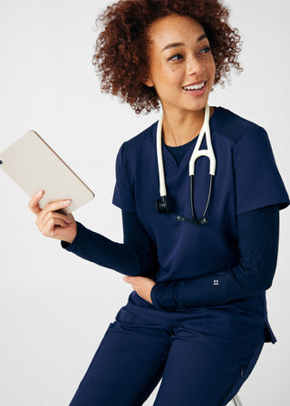 Navy VIBE 3-Pocket V-Neck Top Scrubs