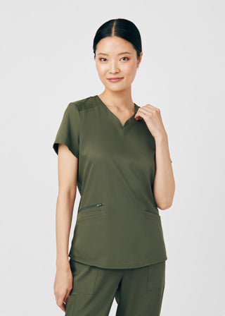 Olive VIBE 3-Pocket V-Neck Top Scrubs