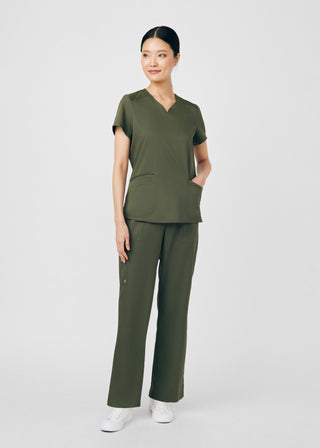 Olive VIBE 3-Pocket V-Neck Top Scrubs