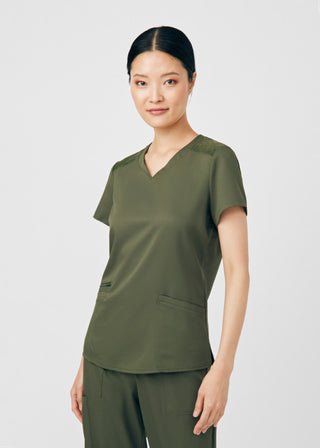 Olive VIBE 3-Pocket V-Neck Top Scrubs