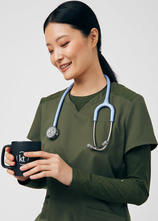 Olive VIBE 3-Pocket V-Neck Top Scrubs