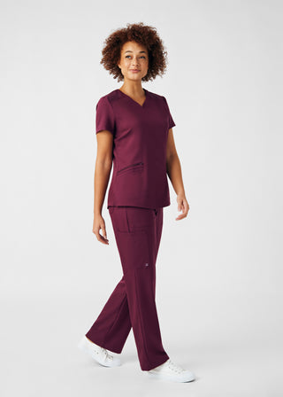 Wine VIBE 3-Pocket V-Neck Top Scrubs