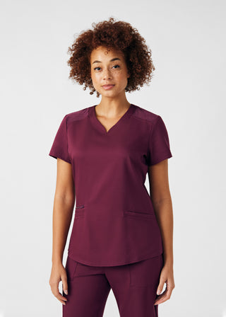 Wine VIBE 3-Pocket V-Neck Top Scrubs