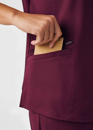 Wine VIBE 3-Pocket V-Neck Top Scrubs