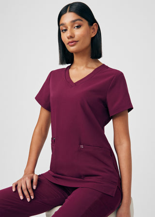 Wine CRFT 3-Pocket V-Neck Top Scrubs