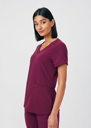 Wine CRFT 3-Pocket V-Neck Top Scrubs