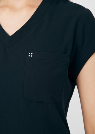 Black CRFT 1-Pocket V-Neck Top Scrubs