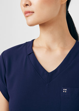 Navy CRFT 1-Pocket V-Neck Top Scrubs