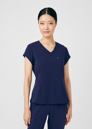 Navy CRFT 1-Pocket V-Neck Top Scrubs