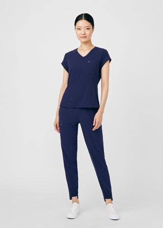 Navy CRFT 1-Pocket V-Neck Top Scrubs
