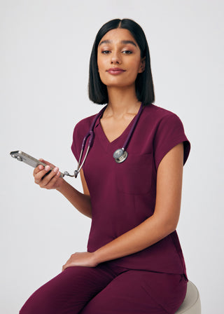 Wine CRFT 1-Pocket V-Neck Top Scrubs