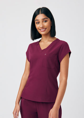 Wine CRFT 1-Pocket V-Neck Top Scrubs