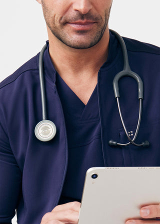 Navy CRFT 2-Pocket V-Neck Top Scrubs