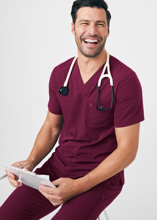 Wine CRFT 2-Pocket V-Neck Top Scrubs