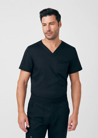 Black VIBE 2-Pocket V-Neck Top Scrubs