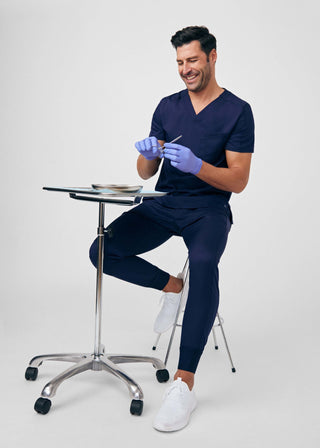 Navy VIBE 2-Pocket V-Neck Top Scrubs