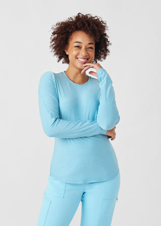 Heather Island Blue VIBE 1-Pocket Long-Sleeve Tee Scrubs
