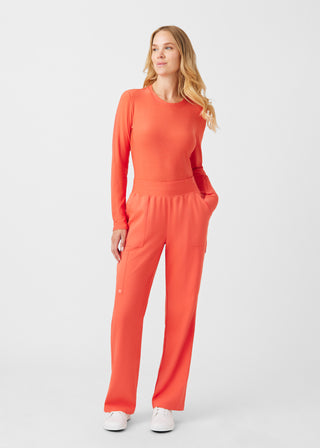 Heather Coral Sunset VIBE 1-Pocket Long-Sleeve Tee Scrubs