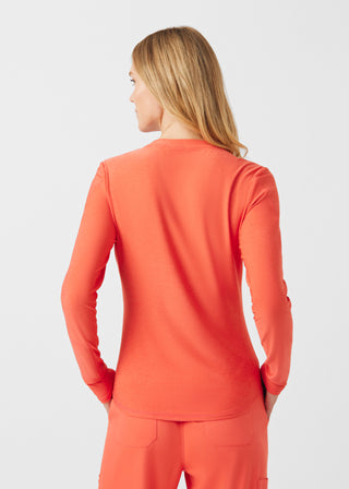 Heather Coral Sunset VIBE 1-Pocket Long-Sleeve Tee Scrubs