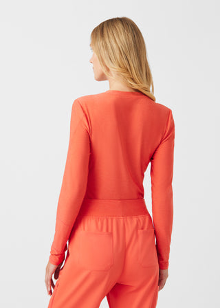 Heather Coral Sunset VIBE 1-Pocket Long-Sleeve Tee Scrubs