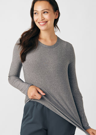 Heather Grey VIBE 1-Pocket Long-Sleeve Tee Scrubs