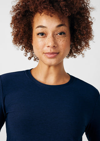 Heather Navy VIBE 1-Pocket Long-Sleeve Tee Scrubs