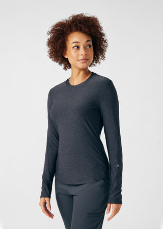 Heather Pewter VIBE 1-Pocket Long-Sleeve Tee Scrubs