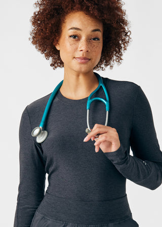 Heather Pewter VIBE 1-Pocket Long-Sleeve Tee Scrubs