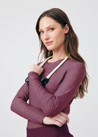 Heather Wine VIBE 1-Pocket Long-Sleeve Tee Scrubs