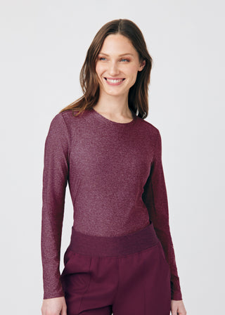 Heather Wine VIBE 1-Pocket Long-Sleeve Tee Scrubs