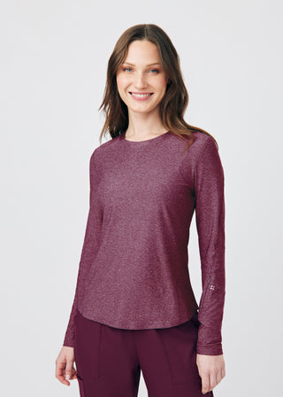 Heather Wine VIBE 1-Pocket Long-Sleeve Tee Scrubs